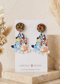 Blue Heeler Puppy Siblings Drop Dangle Earrings
