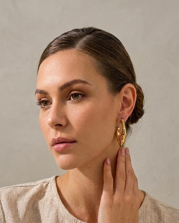 Stainless Steel 18k Gold Plated Hoop Earrings
