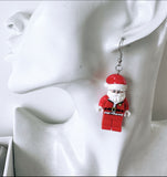 Acrylic Christmas Santa Hat Brick Novelty Drop Dangle Earrings
