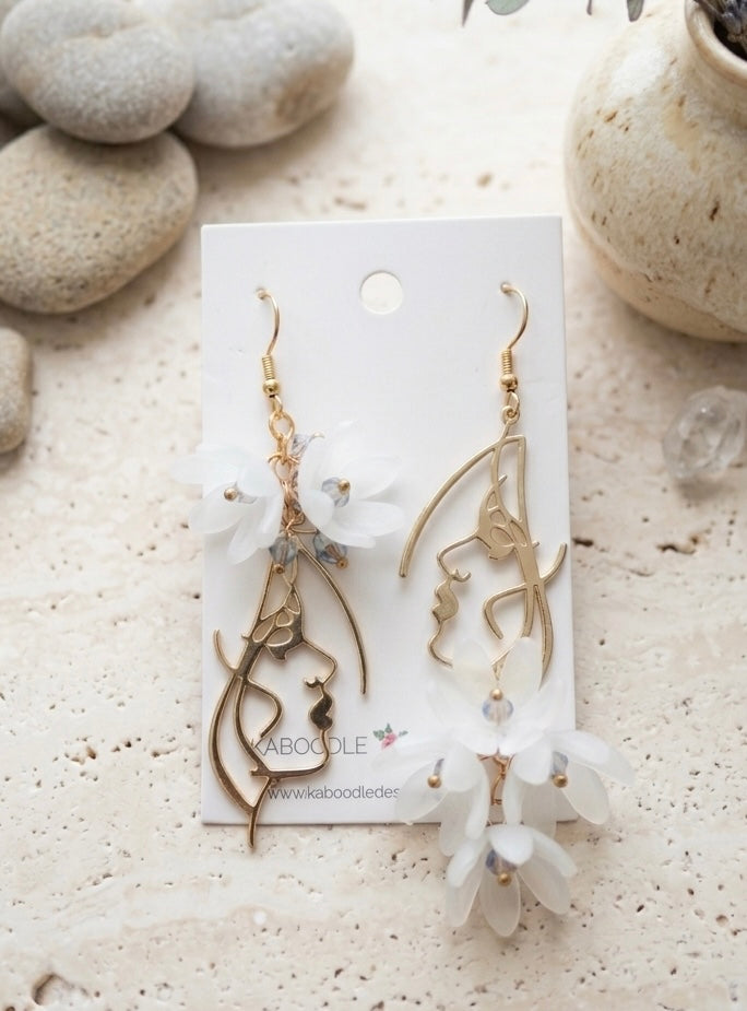 Face Cutout Flowers Drop Dangle Earrings