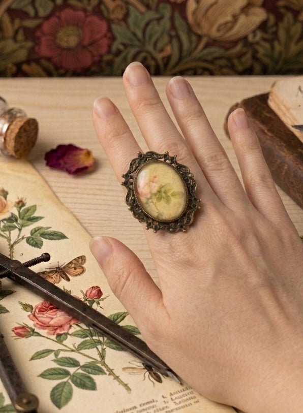 Vintage Shabby Chic Victorian Rose - Vintage Inspired Adjustable Ring