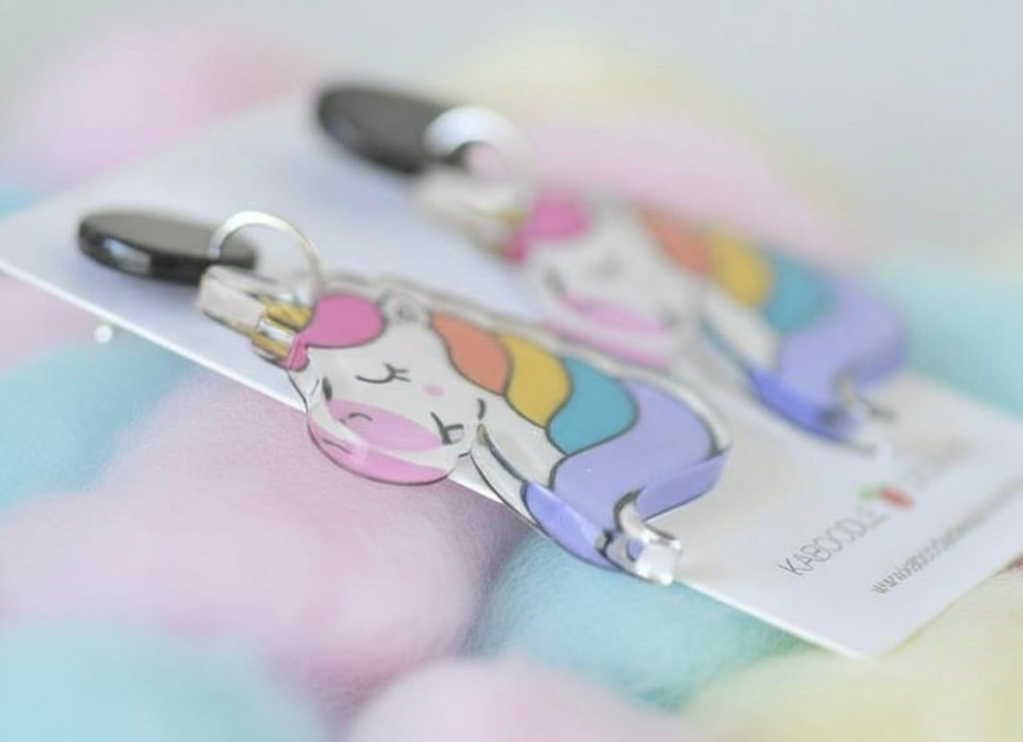 Acrylic Rainbow Unicorn Drop Dangle Earrings