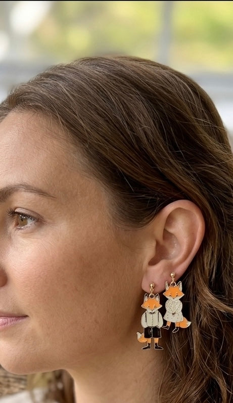 Fox Novelty Fun Drop Dangle Earrings
