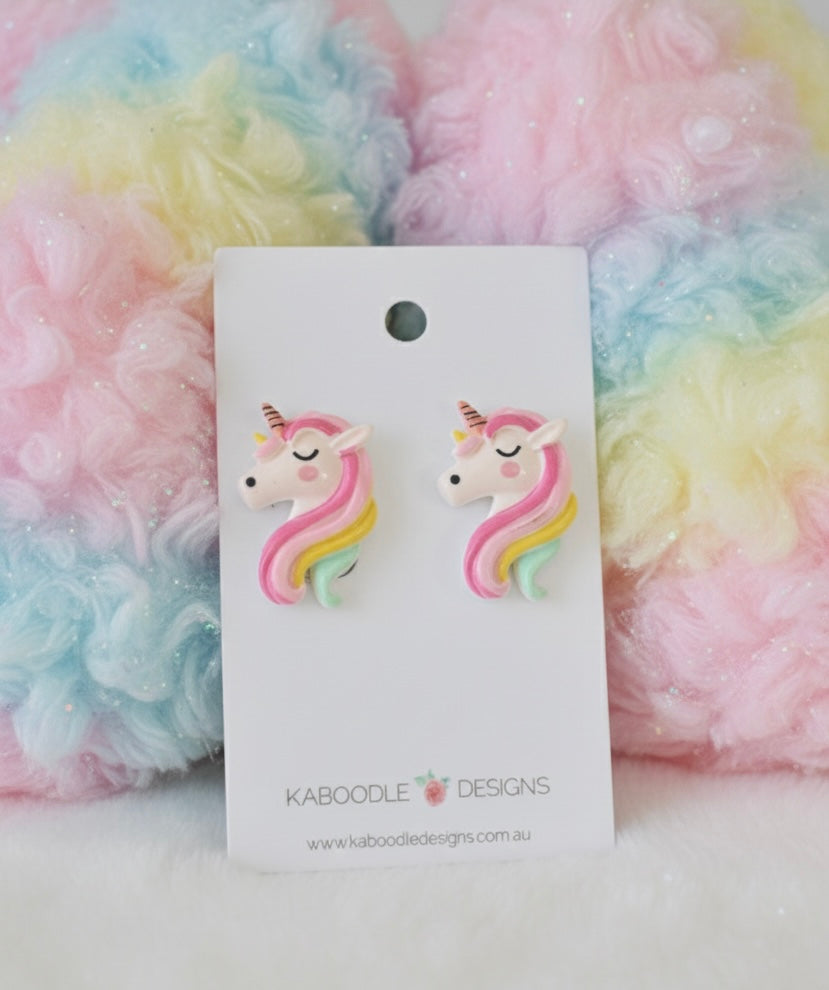 Acrylic Rainbow Unicorn Stud Earrings