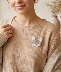 Cat Face Brooch - Acrylic Perspex Pin Brooch
