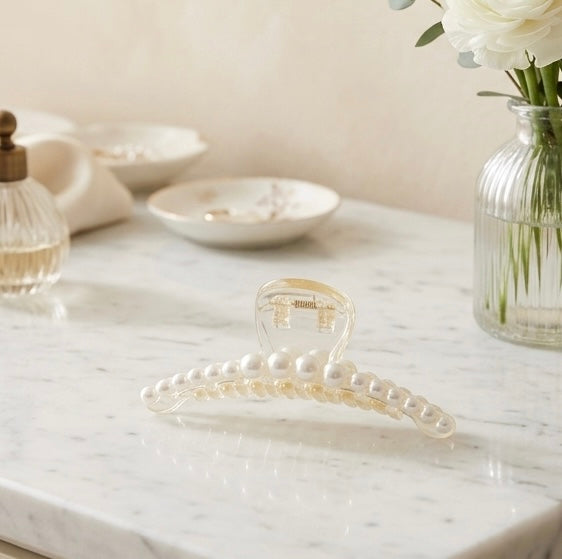 Faux Pearl Hair Claw Clip Large