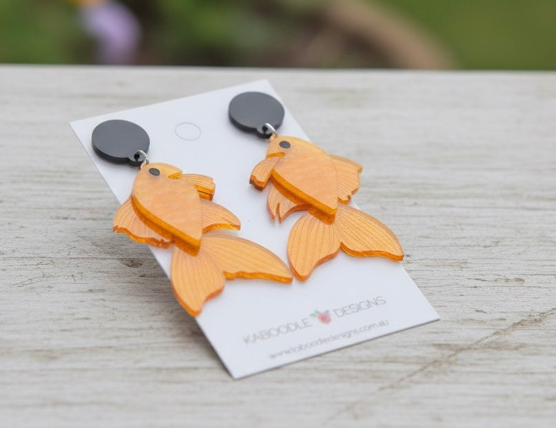 Acrylic Koi Fish Goldfish Gold Fish Drop Dangle Earrings
