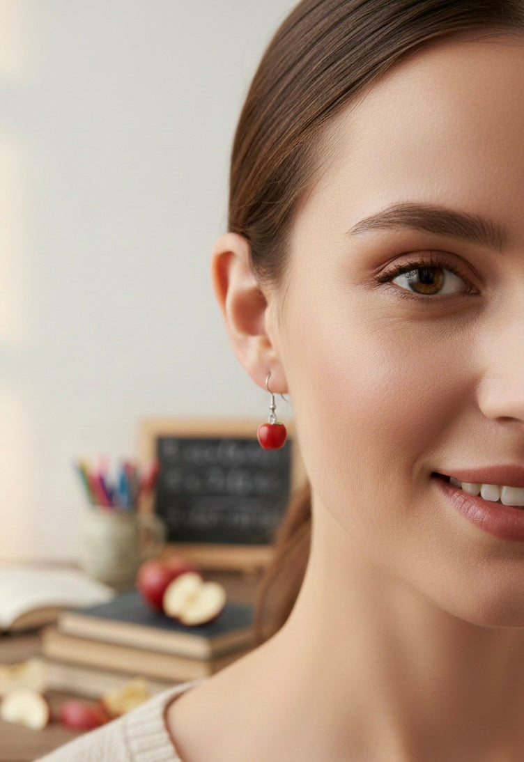 Red Apple Novelty Fun Drop Dangle Earrings