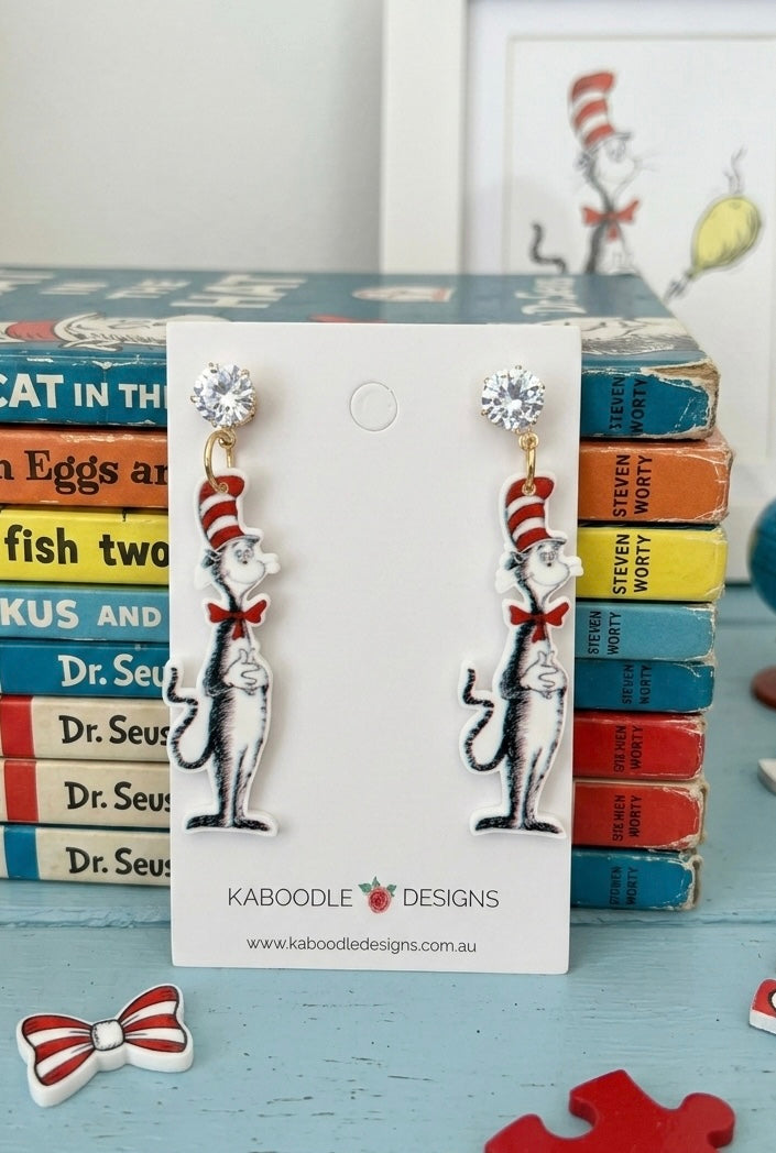 Acrylic Dr Seuss Teachers Children's Book Drop Dangle Earrings