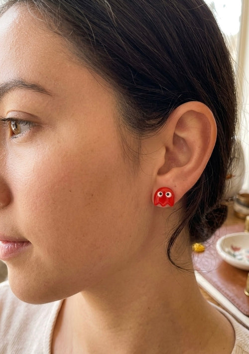 Pacman Retro Game Stud Earrings