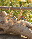 Rainbow Sunflower Happy Sunshine Drop Dangle Earrings