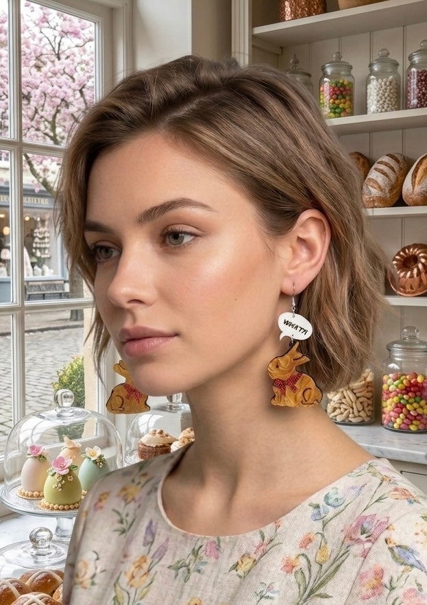 Bunny Rabbit Easter Chocolate Drop Dangle Earrings