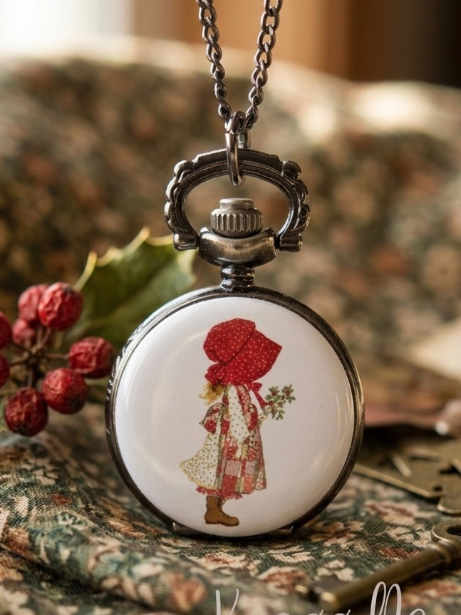 Holly Hobbie 70s Nostalgia - Pocket Watch Necklace
