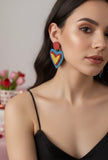 Acrylic Glitter Leopard Print Heart Drop Dangle Earrings