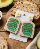 Acrylic Perspex Avocado Mashed Breakfast Toast with Egg Dangle Earrings