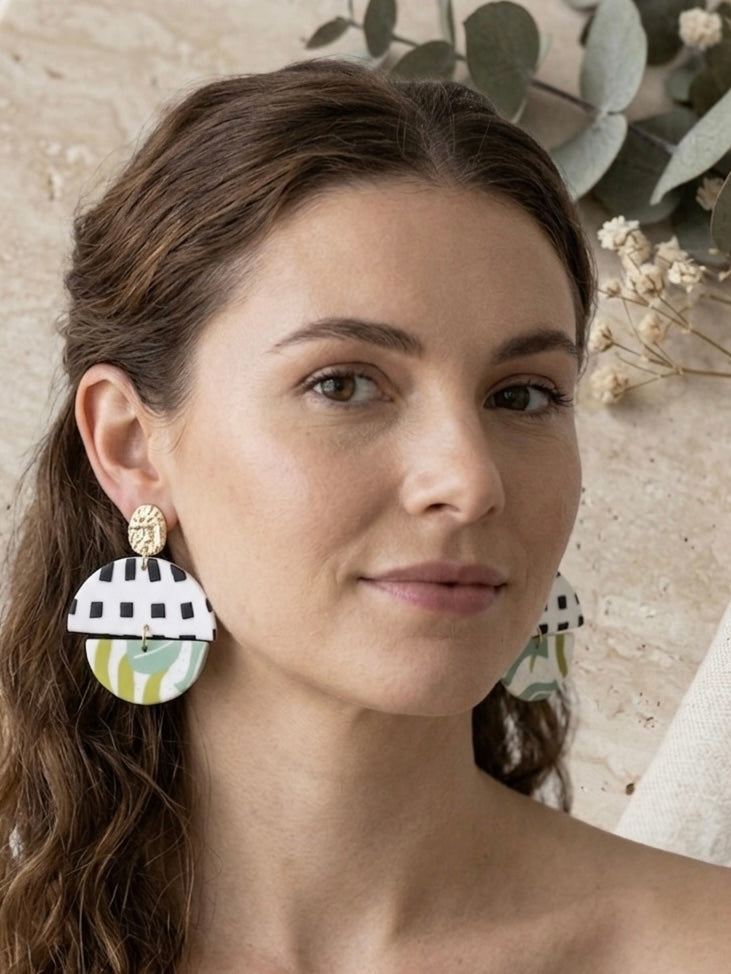 Clay Geometric Shapes and Patterns Drop Dangle Earrings
