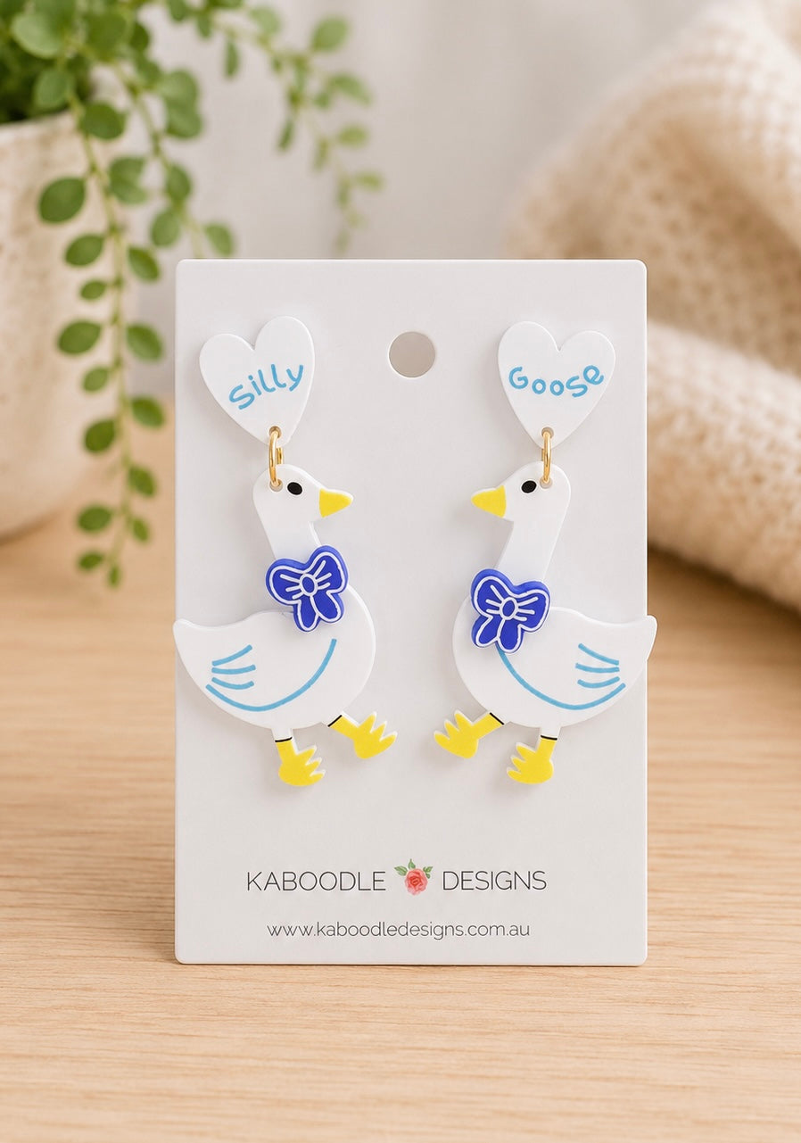 Silly Goose Earrings - Acrylic Drop Dangles