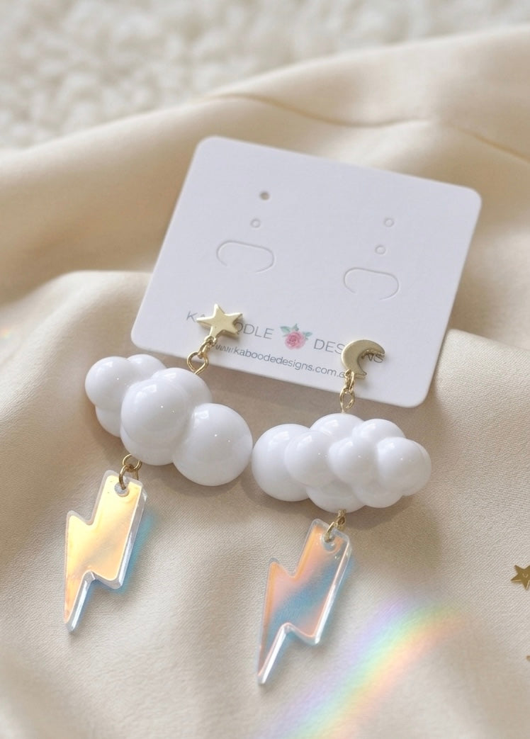 Cloud Lightning 3D Novelty Dangle Drop Earrings
