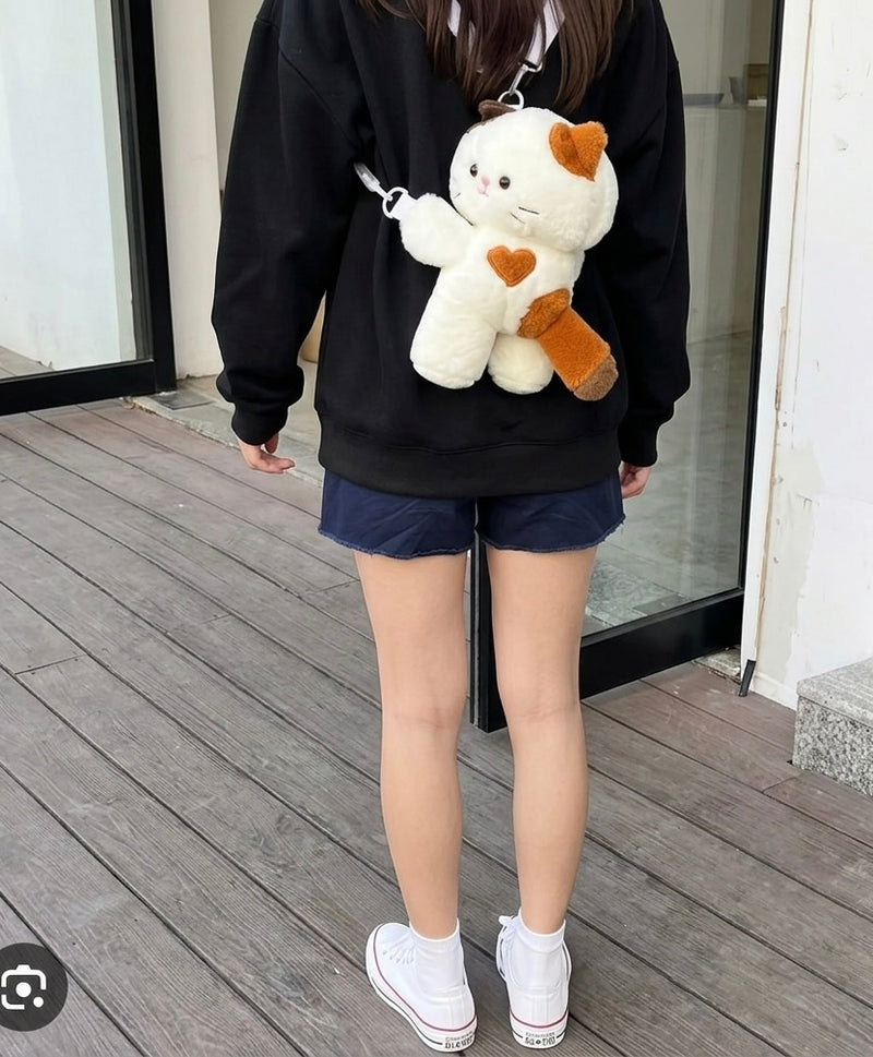 Plush Cat Crossbody and Backpack Detachable Strap