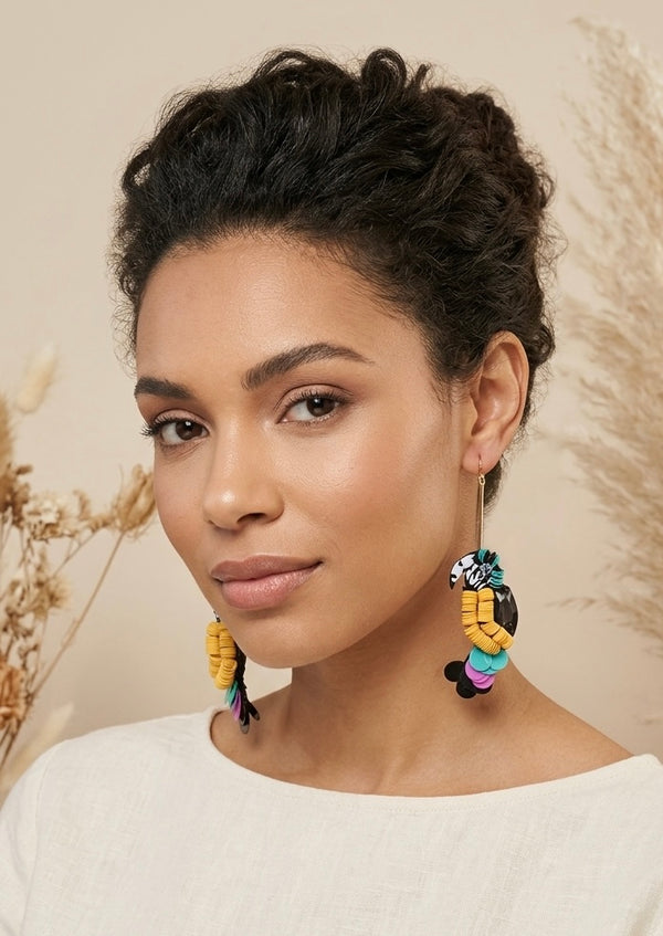 Toucan Earrings - Colourful Sequin Dangle