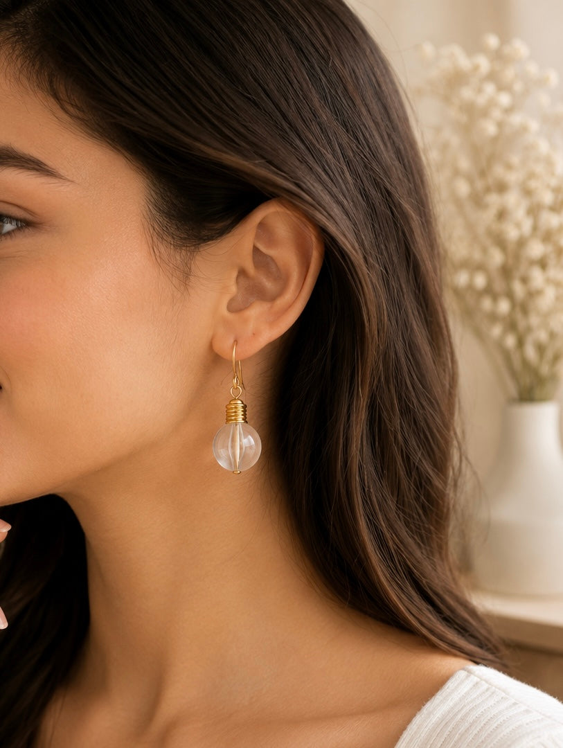 Lightbulb Earrings - Novelty Science Electrician Dangle Drops