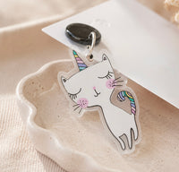 Rainbow Cat Unicorn Earrings - Acrylic Caticorn Dangle Drops