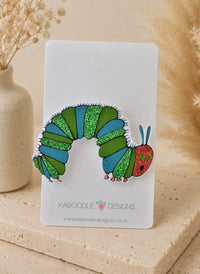 Very Hungry Caterpillar Brooch - Acrylic Glitter Pin