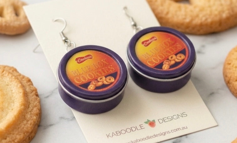 AA Novelty Dutch Butter Biscuit Cookies Tin Drop Dangle Earrings
