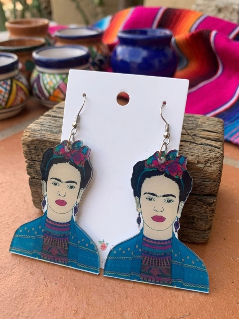 Acrylic Frida Kahlo Drop Dangle Earrings