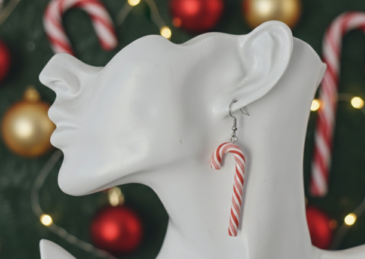 Christmas Candy Cane Christmas Tree Santa Hat Drop Dangle Earrings