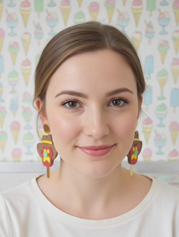 Acrylic Perspex Laser Cut Bubble O Bill Ice Cream Drop Earrings