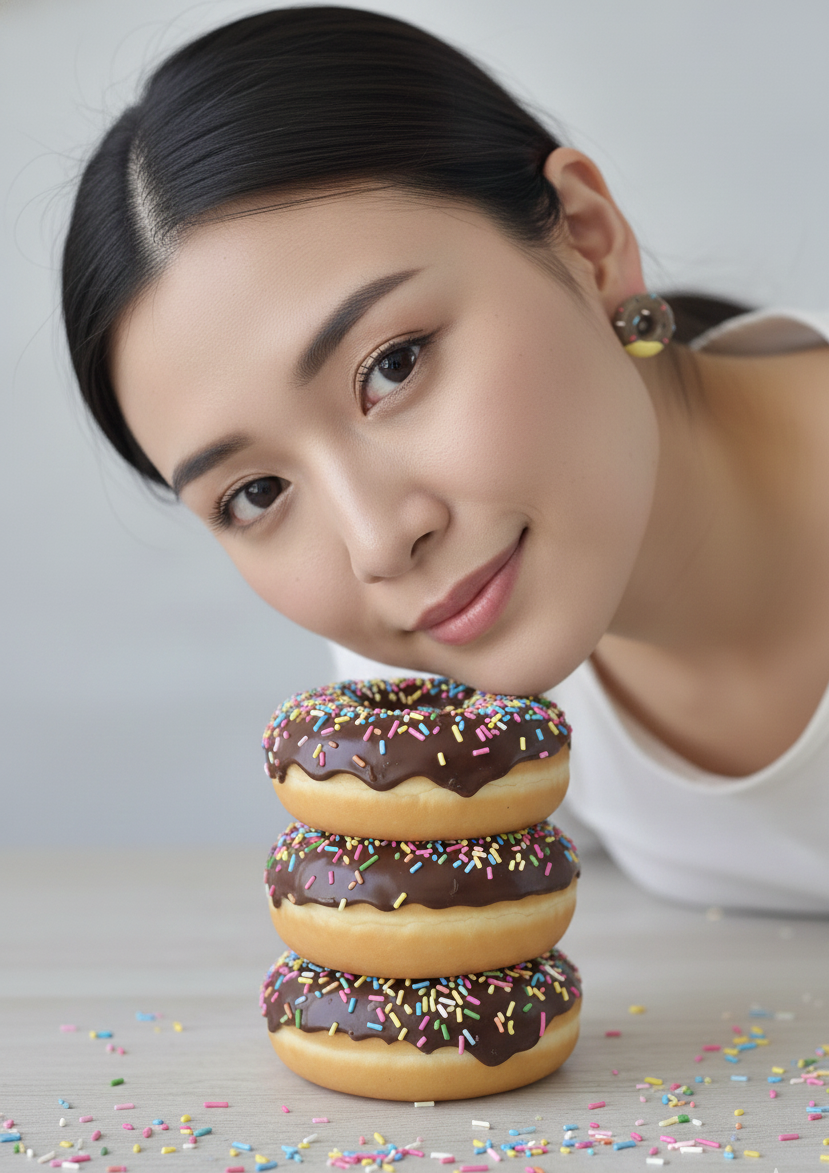 Miniature Resin Donut Doughnut Sprinkles Stud Earrings - Chocolate