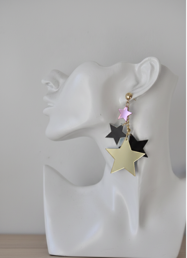 Acrylic Glitter Stars Drop Dangle Earrings