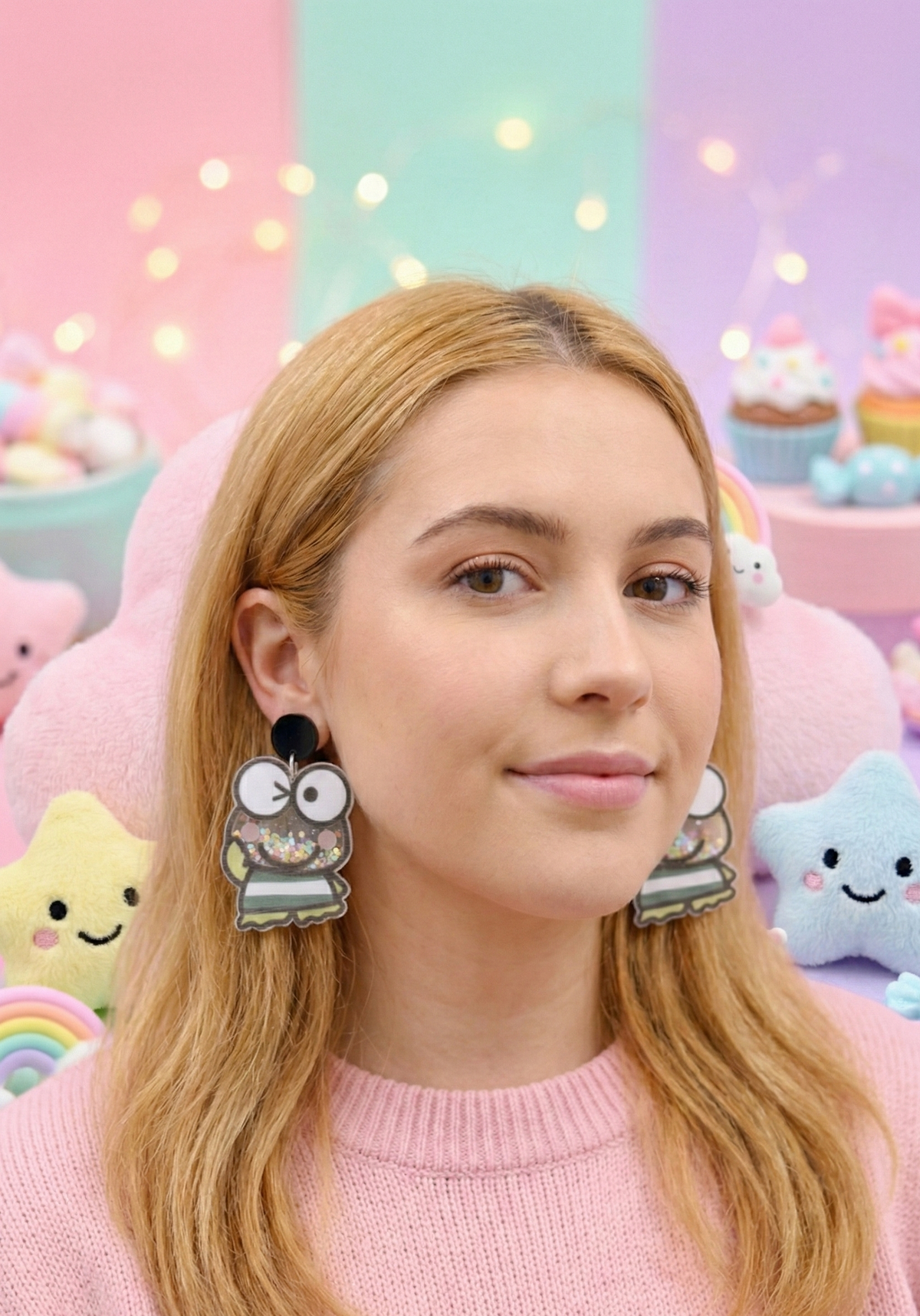 Acrylic Frog Glitter Shaker Drop Dangle Earrings