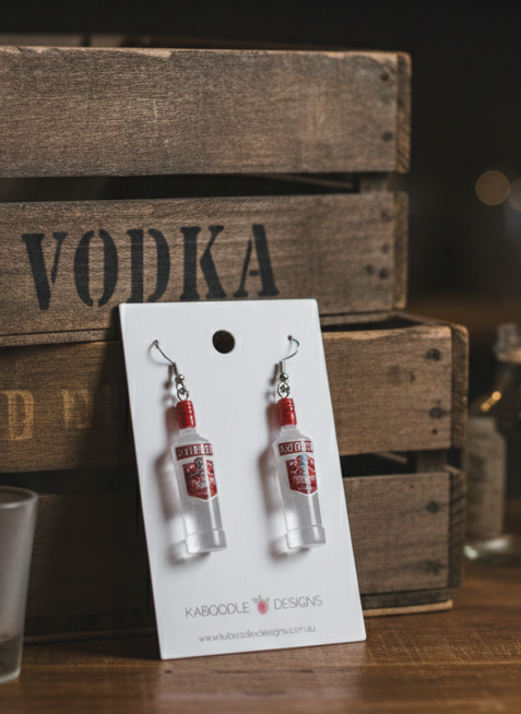 Smirnoff Vodka Alcohol Spirit Shots Drinking Drink Novelty Drop Dangle Earrings