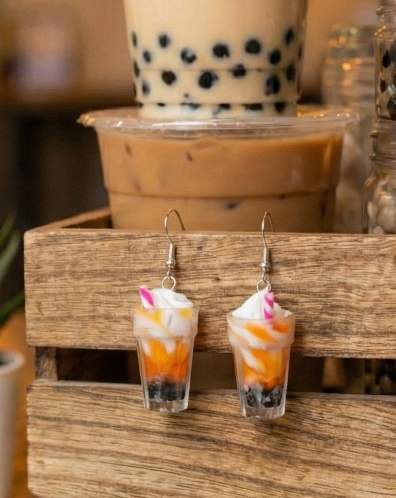 Boba Milkshake Thick shake Dangle Drop Earrings