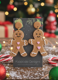 Christmas Gingerbread Cookie Man Xmas Drop Earrings