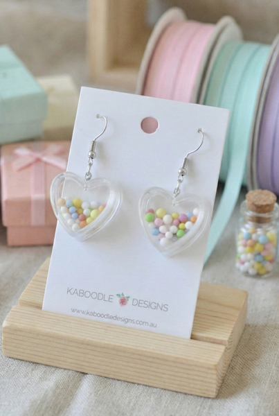 Novelty Heart Sprinkles Hundreds and Thousands Drop Dangle Earrings