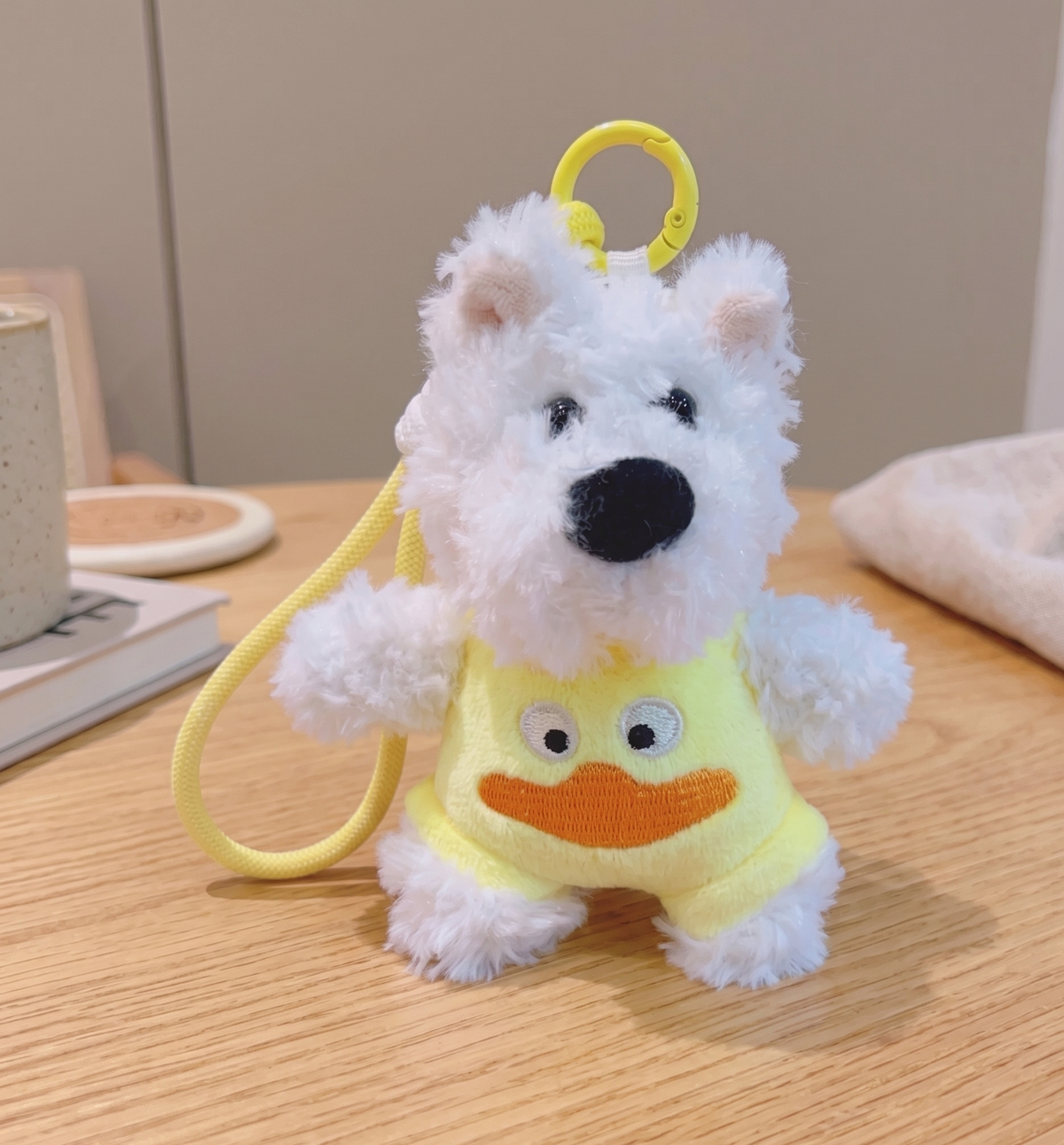 Dog with Pig Suit Plush Handbag Keychain Keyring - Yellow