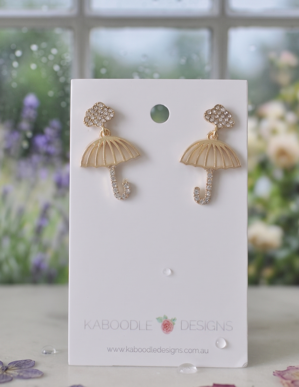 Diamonte Rhinestone Umbrella Cloud Drop Dangle Earrings