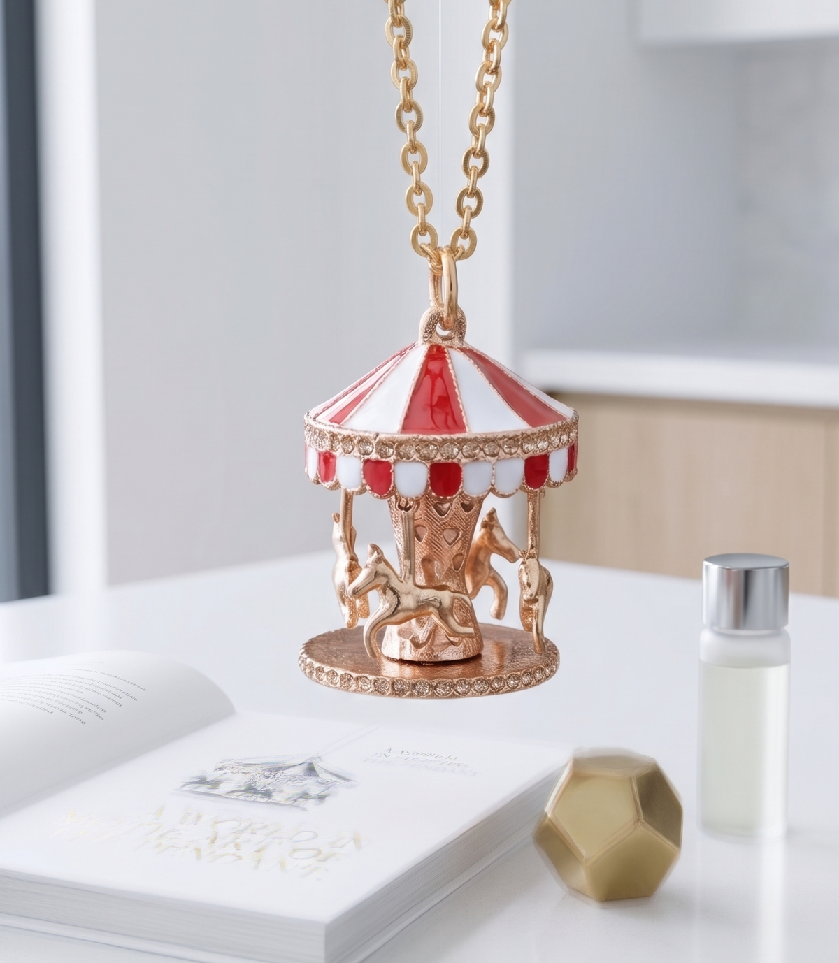 Carousel Merry Go Round Large Kitsch Novelty Necklace