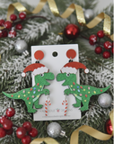 Acrylic Christmas Merry Christmas Xmas Santa Dinosaur Candy Cane Drop Dangle Earrings