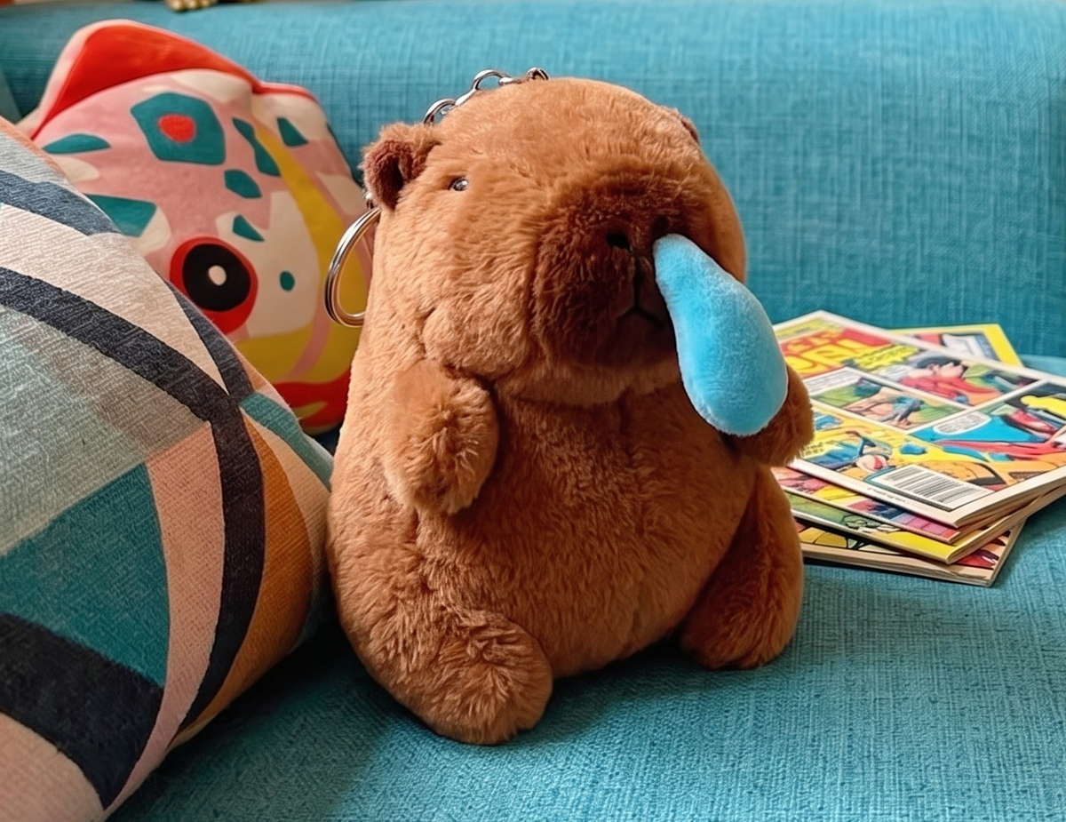 Capybara Plush Handbag Keychain Keyring