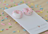 Miniature Resin Donut Doughnut Sprinkles Stud Earrings - Light Pink