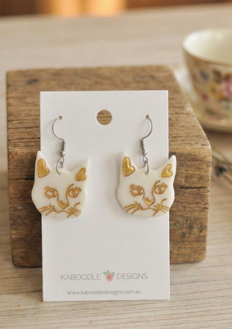Acrylic Cat Face Kitten Kitty Drop Earrings