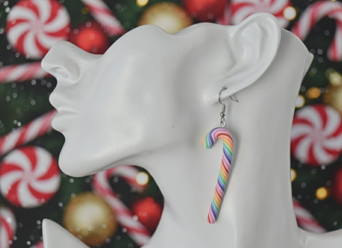 Christmas Candy Cane Christmas Tree Santa Hat Drop Dangle Earrings