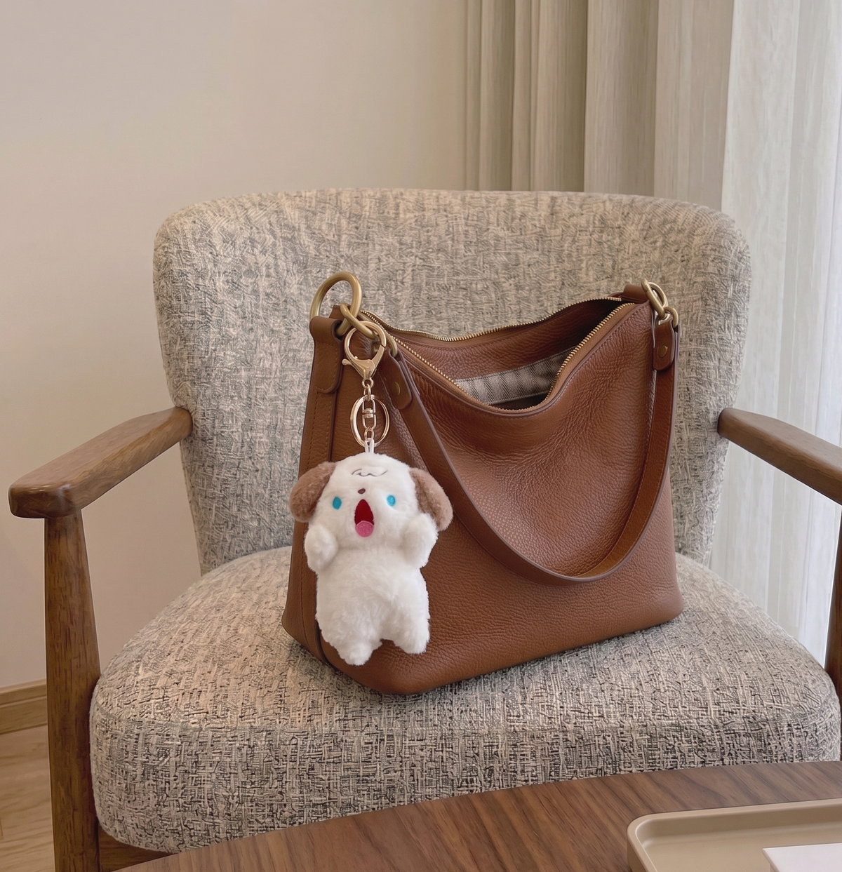 Plush  Cute Dog Handbag Keychain Keyring