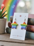 Rainbow Star Stripes Drop Dangle Earrings