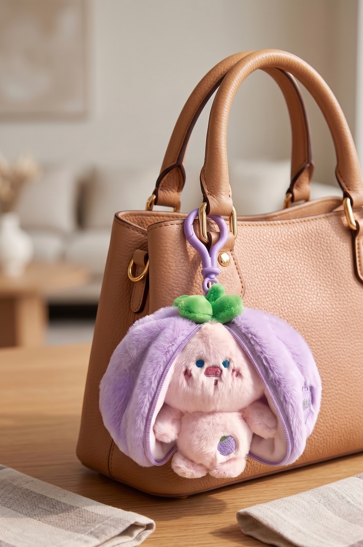 Surprise Pig Pouch Plush Handbag Keychain Keyring