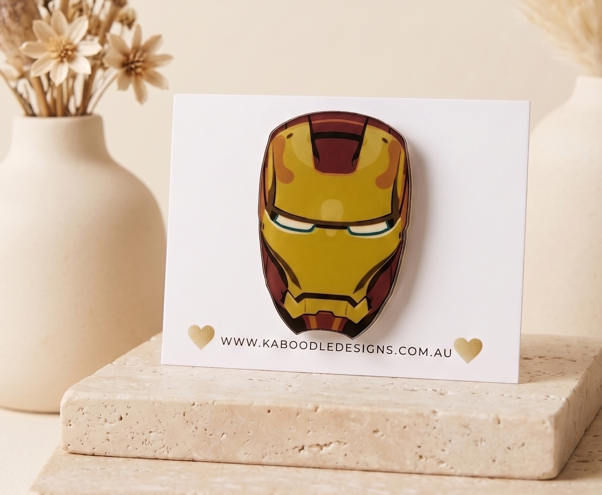 Iron Man Brooch - Acrylic Laser Cut Perspex